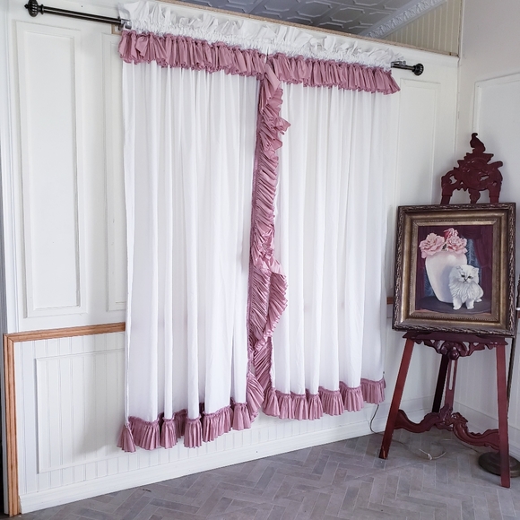 Vtg Priscilla Curtain Panels Ruffled 168W x 78L - Picture 12 of 12